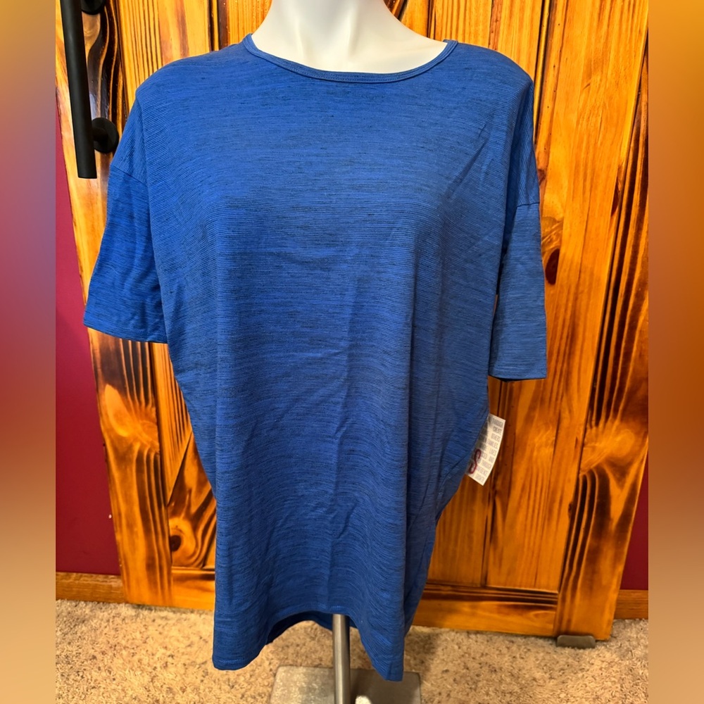 LuLaRoe Irma S Top Blue with Black.